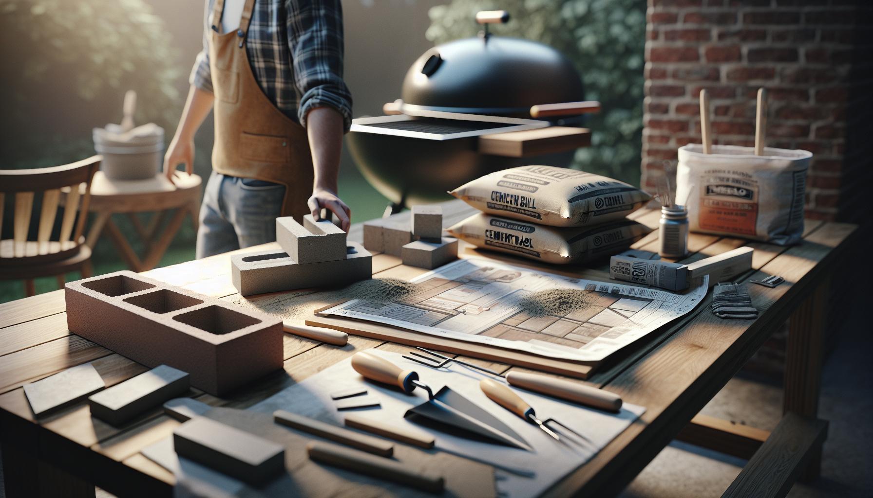 Materiály a nástroje pro stavbu zahradního grilu